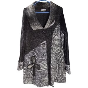 KEREN hart Black Wool / Mohair Blend Lace Knit Sweater